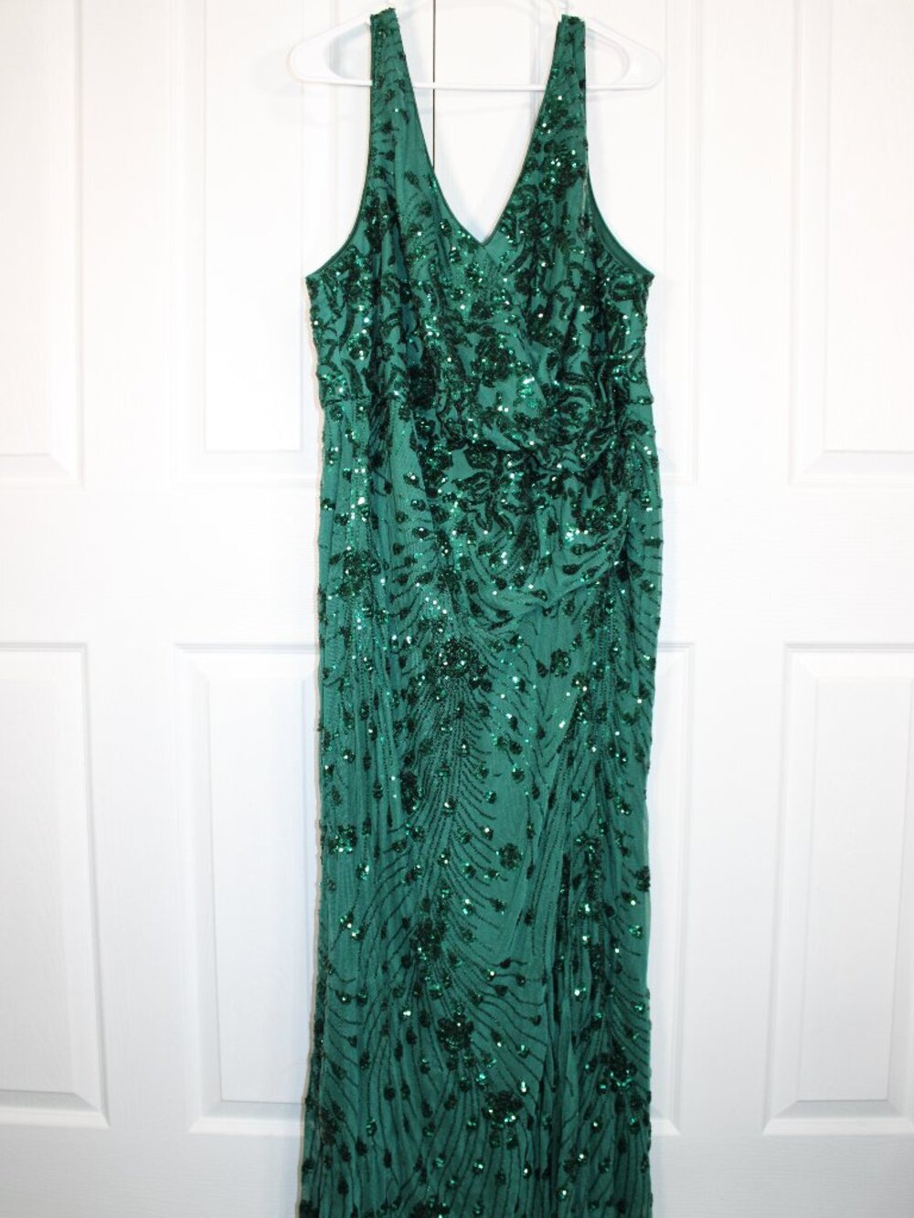 Ever Pretty Dark Green Maxi Length V-Neck Sequin Party Formal Dress